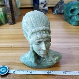 Green Jade Native American Crystal Bust